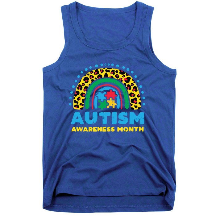 Leopard Rainbow Autism Awareness Month Teacher Gift Tank Top