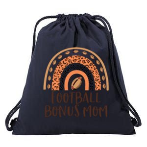 Leopard Rainbow American Football Bonus Mom Game Day Vibes Gift Drawstring Bag