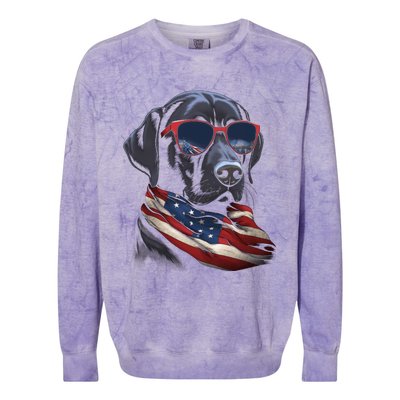 Labrador Retriever American Flag USA Tee 4th July Gifts Colorblast Crewneck Sweatshirt