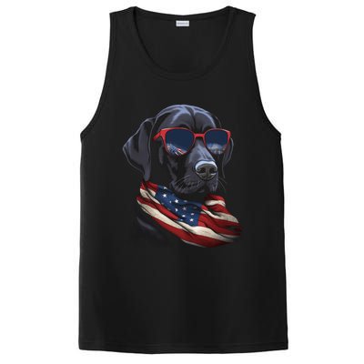 Labrador Retriever American Flag USA Tee 4th July Gifts PosiCharge Competitor Tank