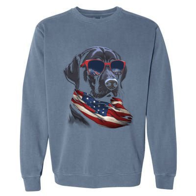 Labrador Retriever American Flag USA Tee 4th July Gifts Garment-Dyed Sweatshirt