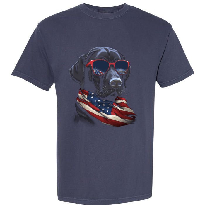 Labrador Retriever American Flag USA Tee 4th July Gifts Garment-Dyed Heavyweight T-Shirt