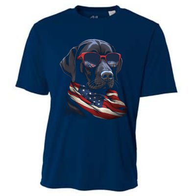 Labrador Retriever American Flag USA Tee 4th July Gifts Cooling Performance Crew T-Shirt