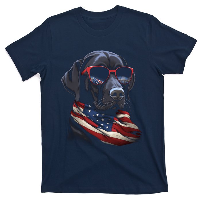 Labrador Retriever American Flag USA Tee 4th July Gifts T-Shirt