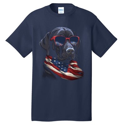 Labrador Retriever American Flag USA Tee 4th July Gifts Tall T-Shirt