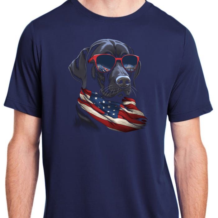 Labrador Retriever American Flag USA Tee 4th July Gifts Adult ChromaSoft Performance T-Shirt