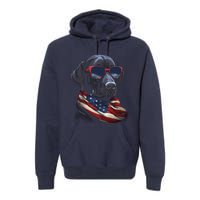 Labrador Retriever American Flag USA Tee 4th July Gifts Premium Hoodie