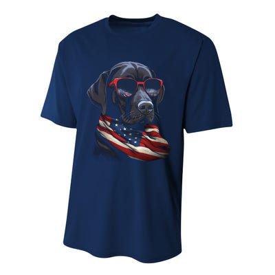 Labrador Retriever American Flag USA Tee 4th July Gifts Performance Sprint T-Shirt