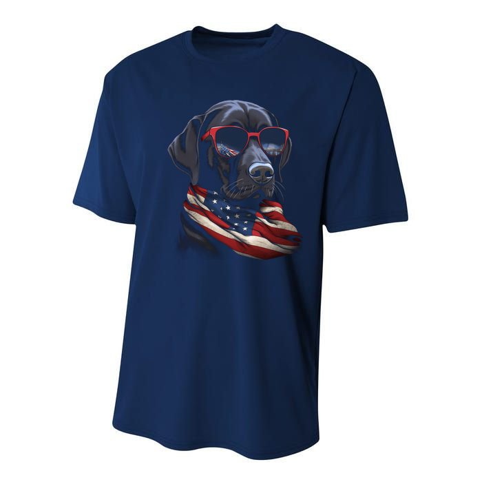 Labrador Retriever American Flag USA Tee 4th July Gifts Youth Performance Sprint T-Shirt