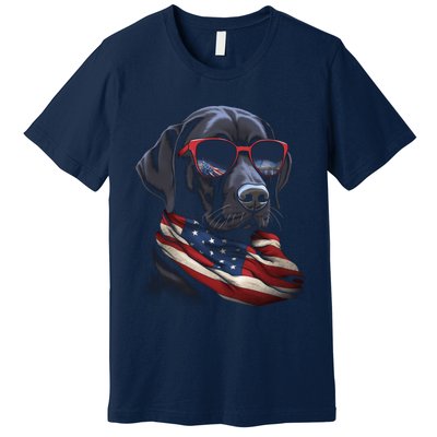 Labrador Retriever American Flag USA Tee 4th July Gifts Premium T-Shirt