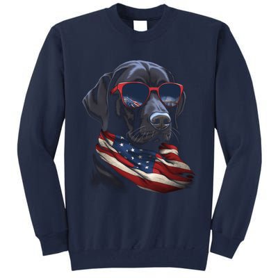 Labrador Retriever American Flag USA Tee 4th July Gifts Tall Sweatshirt