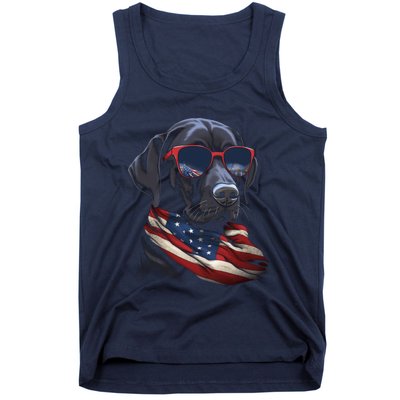 Labrador Retriever American Flag USA Tee 4th July Gifts Tank Top