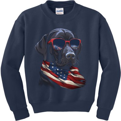 Labrador Retriever American Flag USA Tee 4th July Gifts Kids Sweatshirt