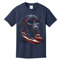 Labrador Retriever American Flag USA Tee 4th July Gifts Kids T-Shirt