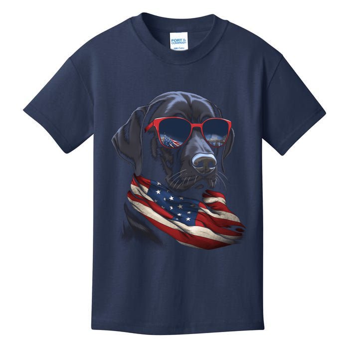 Labrador Retriever American Flag USA Tee 4th July Gifts Kids T-Shirt