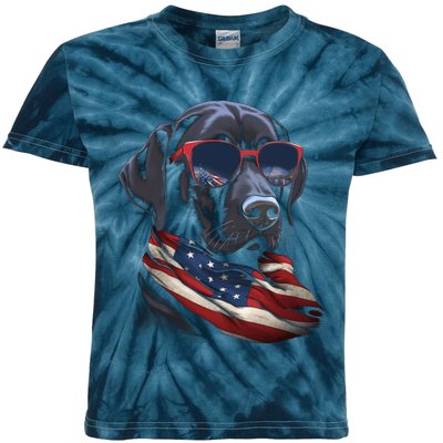 Labrador Retriever American Flag USA Tee 4th July Gifts Kids Tie-Dye T-Shirt