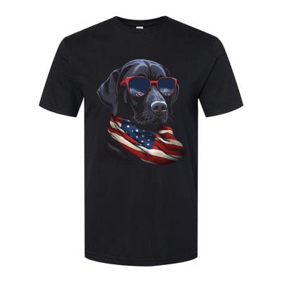 Labrador Retriever American Flag USA Tee 4th July Gifts Softstyle CVC T-Shirt