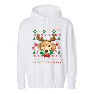 Labrador Retriever Antlers Christmas Ugly Christmas Sweater Cute Gift Garment-Dyed Fleece Hoodie