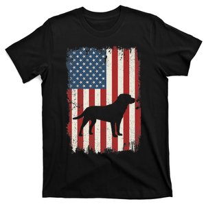 Labrador Retriever American Flag USA Dog Lovers Puppy US T-Shirt