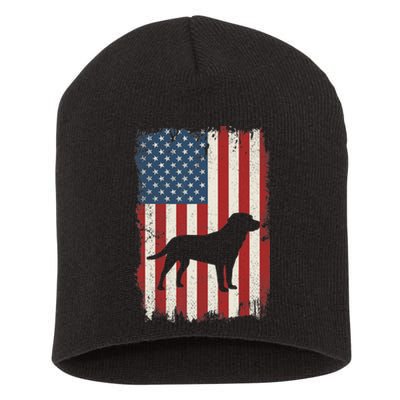 Labrador Retriever American Flag USA Dog Lovers Puppy US Short Acrylic Beanie