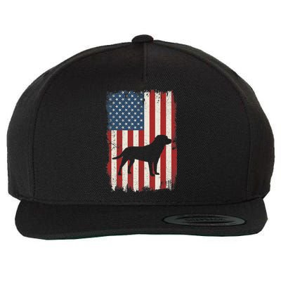 Labrador Retriever American Flag USA Dog Lovers Puppy US Wool Snapback Cap