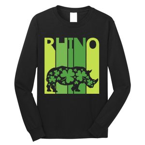 Lucky Rhino Animal St Patrick's Day Irish Gift Long Sleeve Shirt