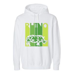 Lucky Rhino Animal St Patrick's Day Irish Gift Garment-Dyed Fleece Hoodie