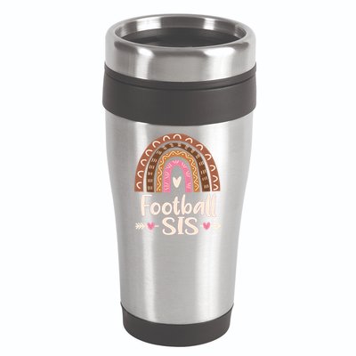 Leopard Rainbow American Football Sis Family Matching Sister Gift 16oz Travel Tumbler