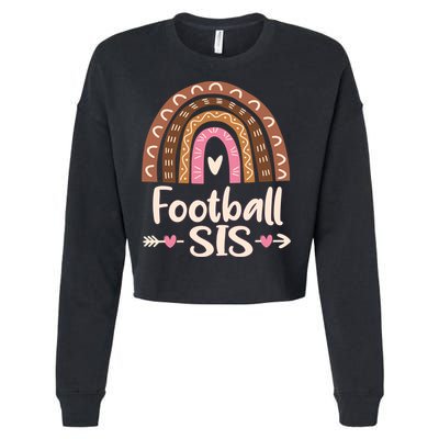 Leopard Rainbow American Football Sis Family Matching Sister Gift Cropped Pullover Crew