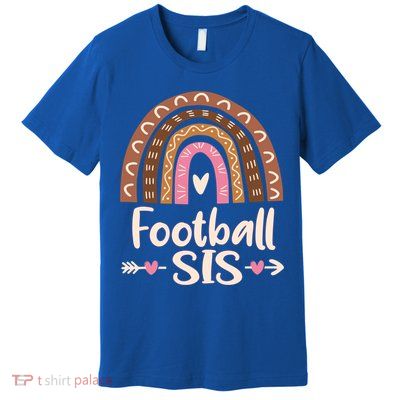 Leopard Rainbow American Football Sis Family Matching Sister Gift Premium T-Shirt
