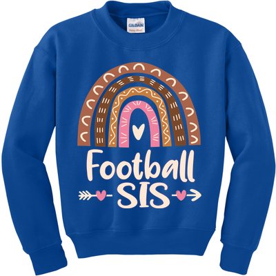 Leopard Rainbow American Football Sis Family Matching Sister Gift Kids Sweatshirt