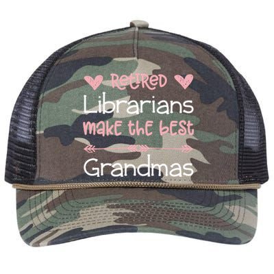 Librarian Retiret Best Grandmas / Love Library Retired Funny Gift Retro Rope Trucker Hat Cap