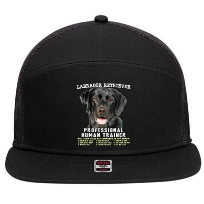 Labrador Retriever Black Lab Professional Human Trainer 7 Panel Mesh Trucker Snapback Hat