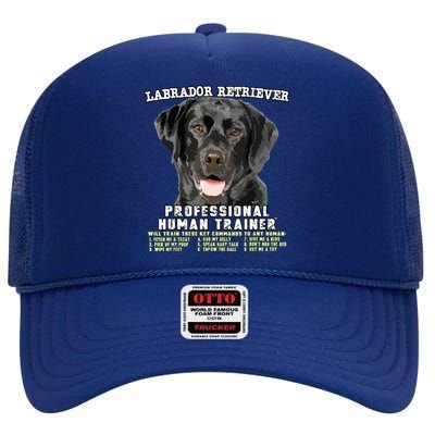 Labrador Retriever Black Lab Professional Human Trainer High Crown Mesh Back Trucker Hat