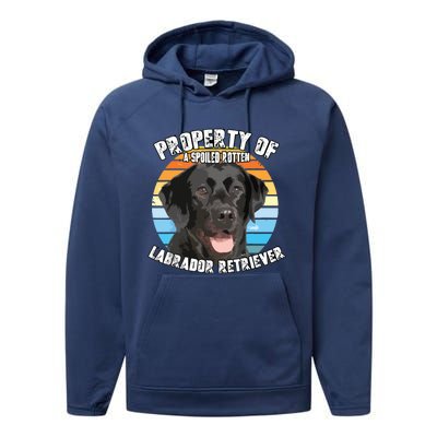 Labrador Retriever Black Owner Lover Retro Vintage Performance Fleece Hoodie