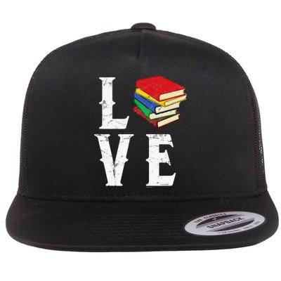 Love Reading Book Novel Lover Books Library Bookworm Reader Flat Bill Trucker Hat