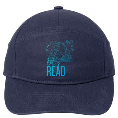 Lets Read Book Lover Funny Reading Gift 7-Panel Snapback Hat