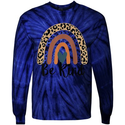 Leopard Rainbow Be Kind We Wear Orange For Unity Day Tie-Dye Long Sleeve Shirt