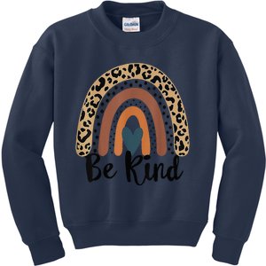 Leopard Rainbow Be Kind We Wear Orange For Unity Day Kids Sweatshirt