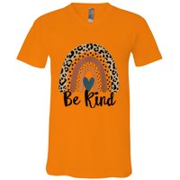 Leopard Rainbow Be Kind We Wear Orange For Unity Day V-Neck T-Shirt