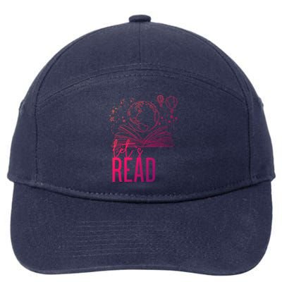 Lets Read Book Lover Funny Reading Gift 7-Panel Snapback Hat