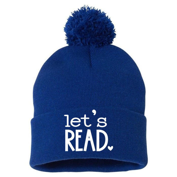 Lets Read Book Reader Reading Gift Pom Pom 12in Knit Beanie