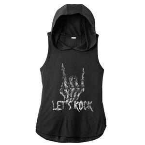 Lets Rock Band Rock And Roll Halloween Skeleton Hand Ladies PosiCharge Tri-Blend Wicking Draft Hoodie Tank