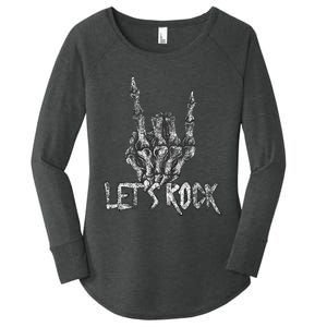 Lets Rock Band Rock And Roll Halloween Skeleton Hand Women's Perfect Tri Tunic Long Sleeve Shirt