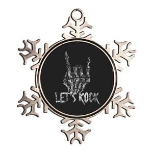 Lets Rock Band Rock And Roll Halloween Skeleton Hand Metallic Star Ornament