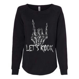 Lets Rock Band Rock And Roll Halloween Skeleton Hand Womens California Wash Sweatshirt