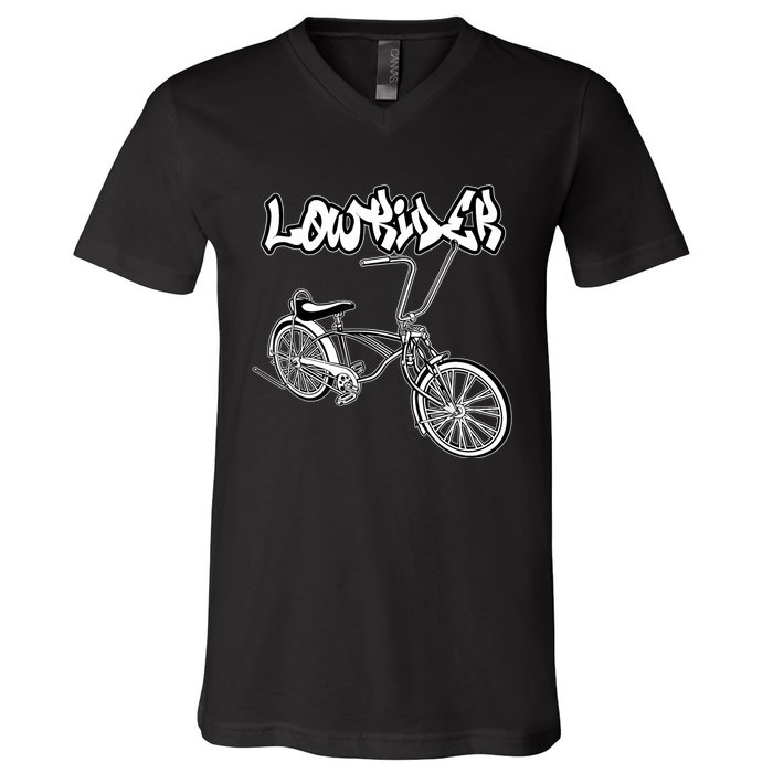 Low Rider Bicycle For . Chicano Cholo Lowrider Bike V-Neck T-Shirt