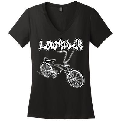 Low Rider Bicycle For . Chicano Cholo Lowrider Bike Women's V-Neck T-Shirt
