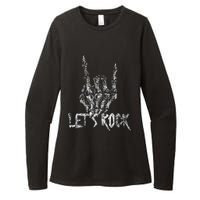 Lets Rock Band Rock And Roll Halloween Skeleton Hand Womens CVC Long Sleeve Shirt