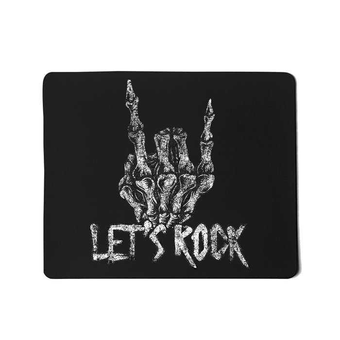 Lets Rock Band Rock And Roll Halloween Skeleton Hand Mousepad